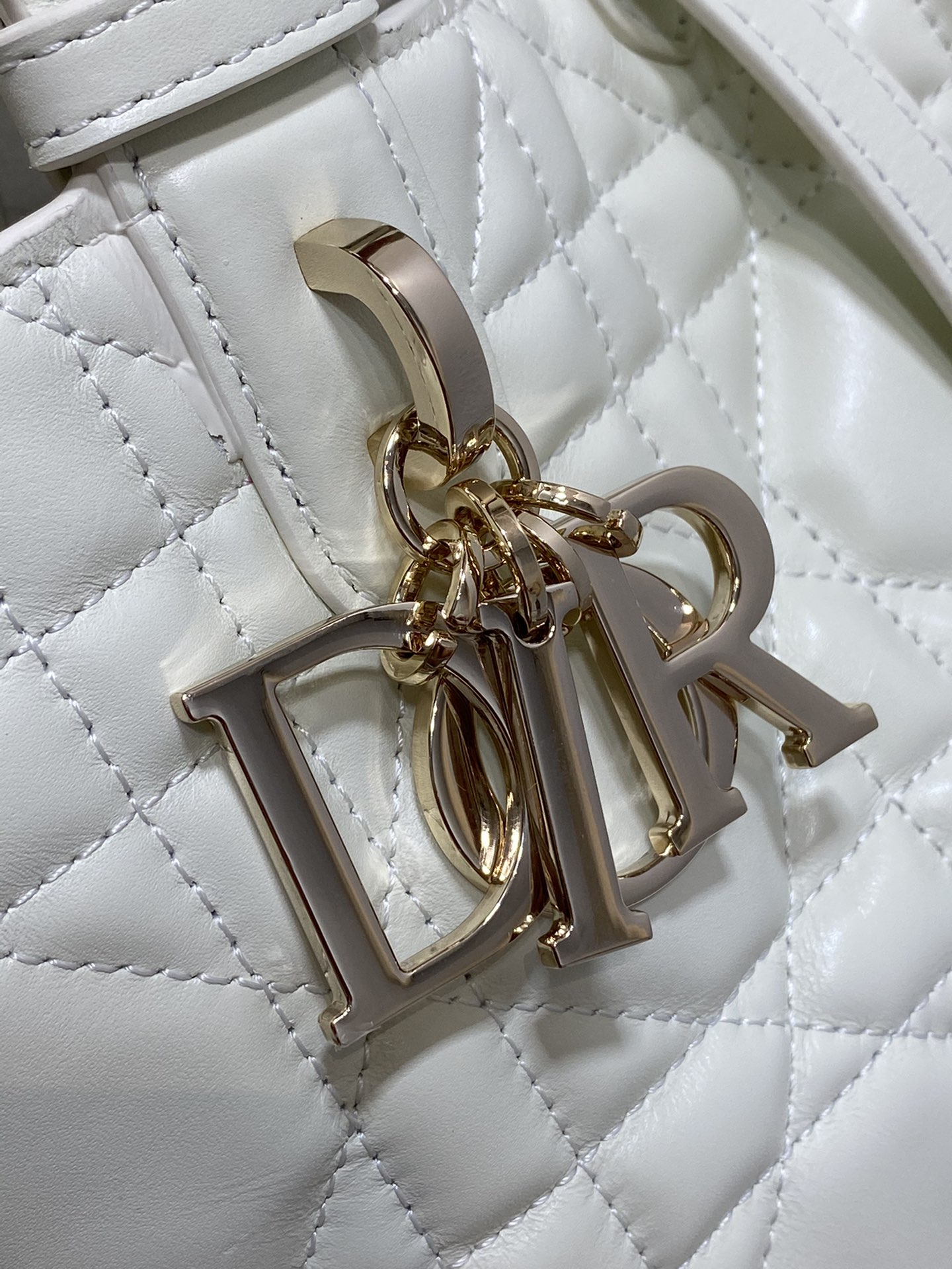 Small Dior Toujours Bag White Macrocannage Calfskin